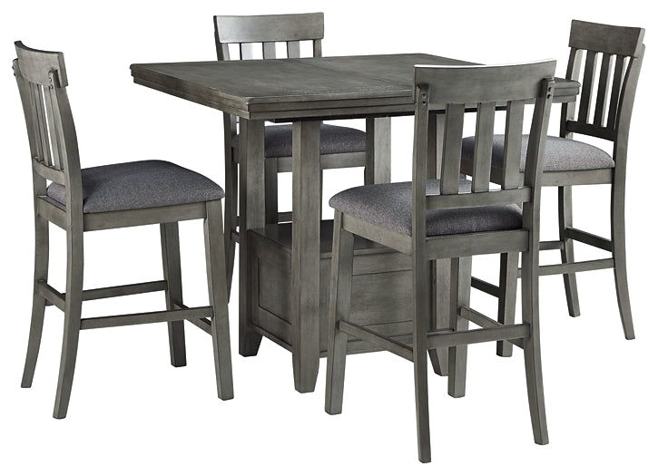 Ashley Express - Mesa de comedor Hallanden de altura de mostrador y 4 taburetes