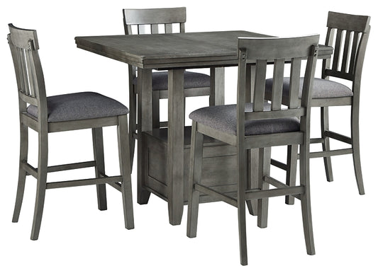 Ashley Express - Mesa de comedor Hallanden de altura de mostrador y 4 taburetes