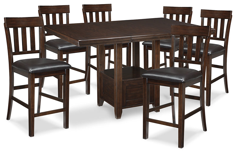 Ashley Express - Mesa de comedor Haddigan de altura de mostrador y 6 taburetes