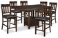 Ashley Express - Mesa de comedor Haddigan de altura de mostrador y 6 taburetes