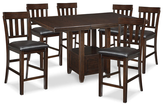 Ashley Express - Mesa de comedor Haddigan de altura de mostrador y 6 taburetes