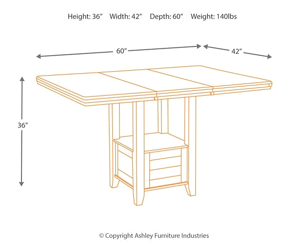 Ashley Express - Mesa de comedor Haddigan de altura de mostrador y 6 taburetes