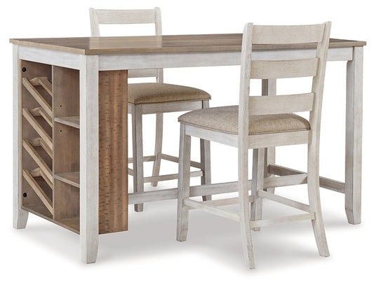 Ashley Express - Mesa de comedor Skempton de altura de mostrador y dos taburetes
