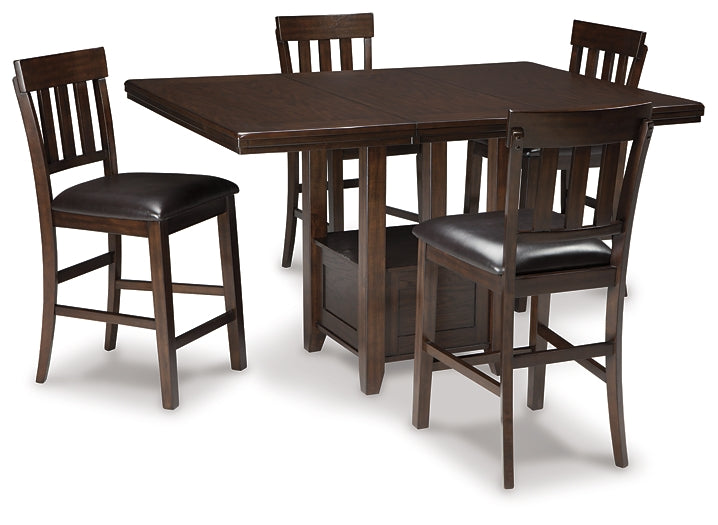 Ashley Express - Mesa de comedor Haddigan de altura de mostrador y 4 taburetes