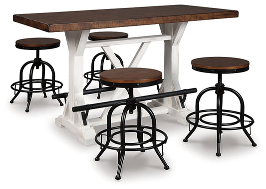 Ashley Express - Mesa de comedor Valebeck de altura de mostrador y 4 taburetes