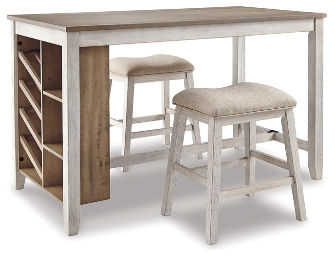 Ashley Express - Mesa de comedor Skempton de altura de mostrador y dos taburetes