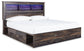 Cama con estantería Drystan King con 4 cajones de almacenamiento, cómoda con espejo y cómoda