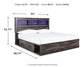 Cama con estantería Drystan King con 4 cajones de almacenamiento, cómoda con espejo y cómoda