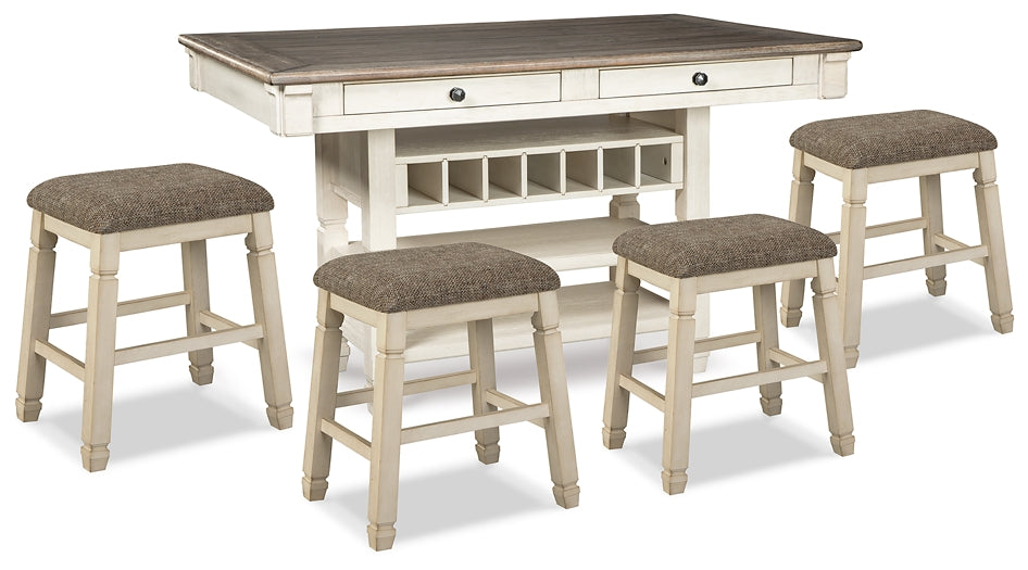 Mesa de comedor de altura de mostrador Bolanburg y 4 taburetes