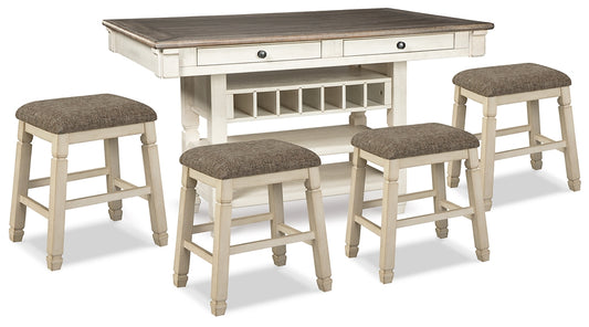 Mesa de comedor de altura de mostrador Bolanburg y 4 taburetes
