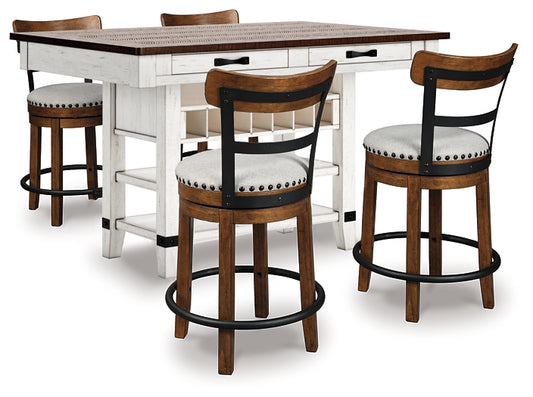 Mesa de comedor de altura de mostrador Valebeck y 4 taburetes