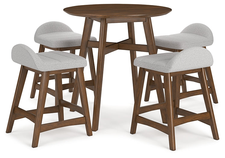 Ashley Express - Mesa de comedor Lyncott de altura de mostrador y 4 taburetes