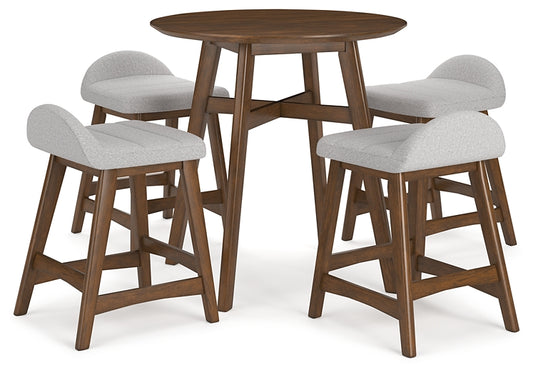 Ashley Express - Mesa de comedor Lyncott de altura de mostrador y 4 taburetes