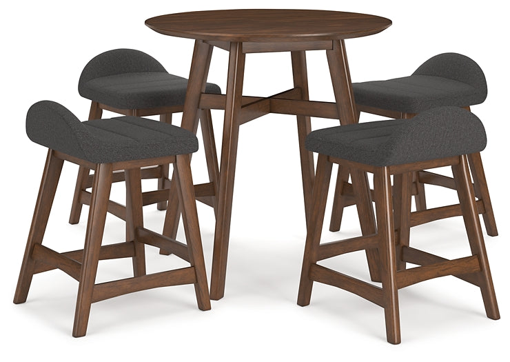 Ashley Express - Mesa de comedor Lyncott de altura de mostrador y 4 taburetes