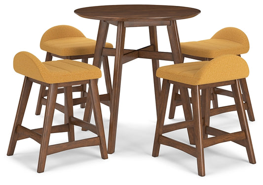 Ashley Express - Mesa de comedor Lyncott de altura de mostrador y 4 taburetes