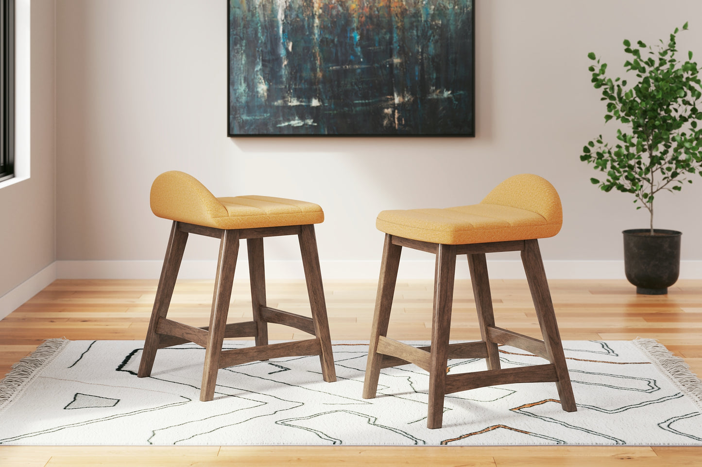 Ashley Express - Mesa de comedor Lyncott de altura de mostrador y 4 taburetes