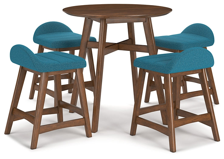 Ashley Express - Mesa de comedor Lyncott de altura de mostrador y 4 taburetes