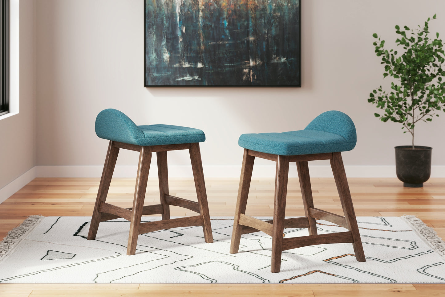 Ashley Express - Mesa de comedor Lyncott de altura de mostrador y 4 taburetes