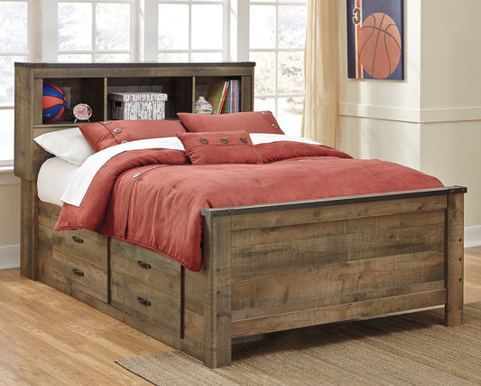 Cama con librería completa Trinell y almacenamiento en dos lados