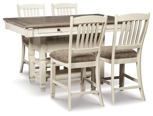 Mesa de comedor de altura de mostrador Bolanburg y 4 taburetes