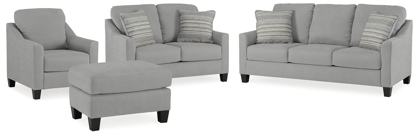 Sofá, loveseat, silla y otomana Adlai