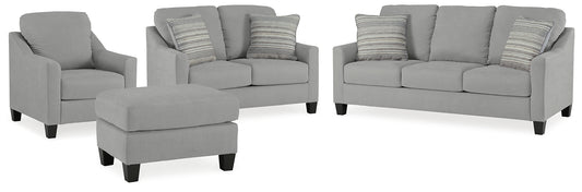 Sofá, loveseat, silla y otomana Adlai