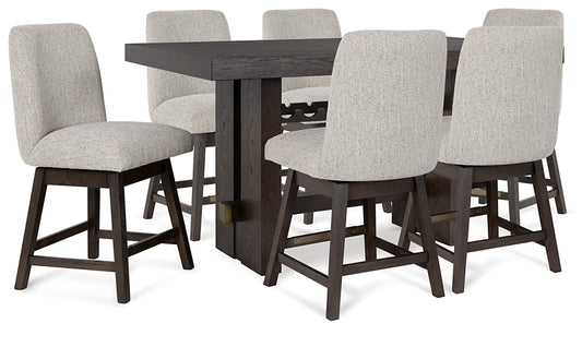 Mesa de comedor Burkhaus de altura de mostrador y 6 taburetes