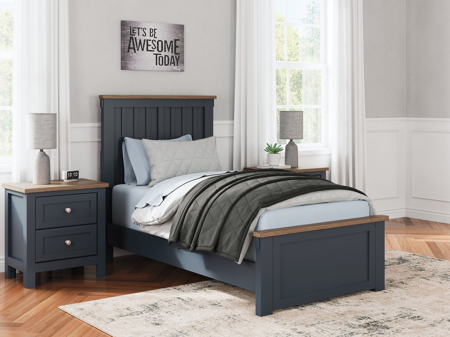 Ashley Express - Cama con paneles Landocken