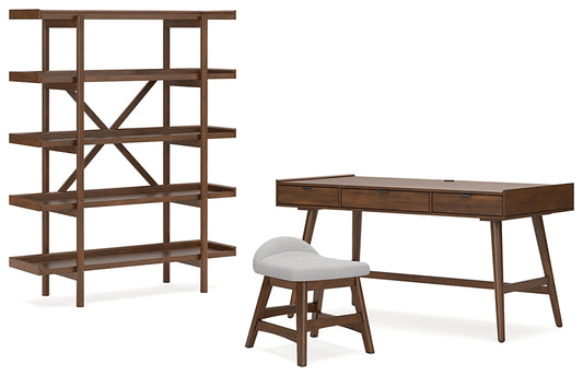 Ashley Express - Escritorio Lyncott para oficina en casa con silla y espacio de almacenamiento