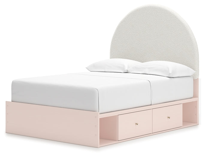Cama Wistenpine con paneles tapizados y almacenamiento