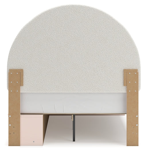 Cama Wistenpine con paneles tapizados y almacenamiento
