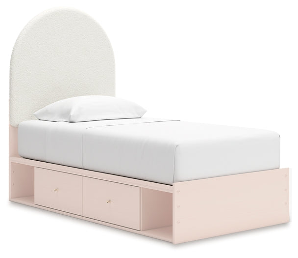 Cama individual tapizada con paneles y espacio de almacenamiento Wistenpine