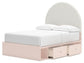 Cama Wistenpine con paneles tapizados y almacenamiento