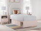 Cama individual tapizada con paneles y espacio de almacenamiento Wistenpine