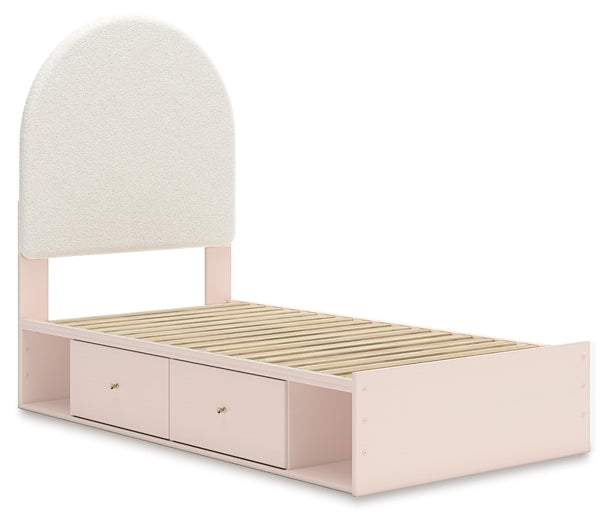 Cama individual tapizada con paneles y espacio de almacenamiento Wistenpine