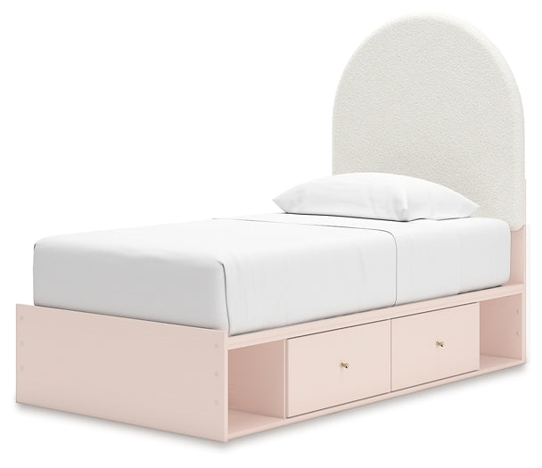 Cama individual tapizada con paneles y espacio de almacenamiento Wistenpine