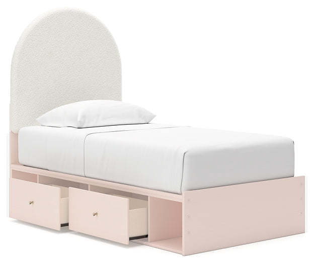 Cama individual tapizada con paneles y espacio de almacenamiento Wistenpine