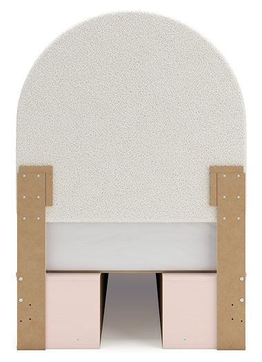 Cama individual tapizada con paneles y espacio de almacenamiento Wistenpine
