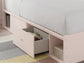 Cama individual tapizada con paneles y espacio de almacenamiento Wistenpine