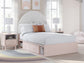Cama Wistenpine con paneles tapizados y almacenamiento