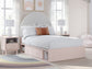 Cama Wistenpine con paneles tapizados y almacenamiento