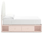 Cama Wistenpine con paneles tapizados y almacenamiento