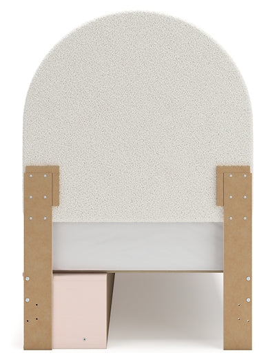 Cama individual tapizada con paneles y espacio de almacenamiento Wistenpine