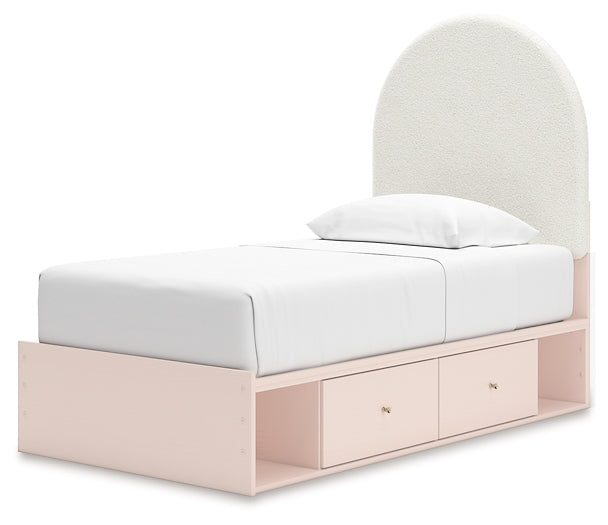 Cama individual tapizada con paneles y espacio de almacenamiento Wistenpine