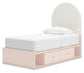 Cama individual tapizada con paneles y espacio de almacenamiento Wistenpine