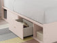 Cama individual tapizada con paneles y espacio de almacenamiento Wistenpine
