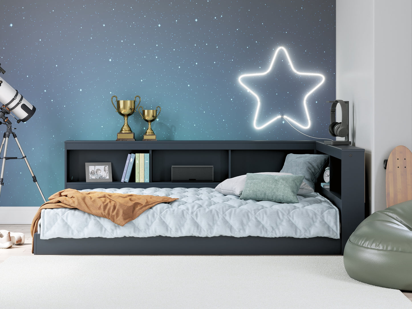 Ashley Express - Cama con almacenaje y librería Simmenfort