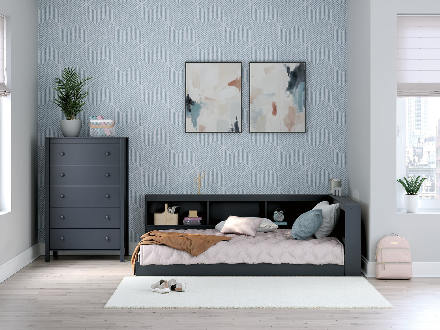 Ashley Express - Cama con almacenaje y librería Simmenfort