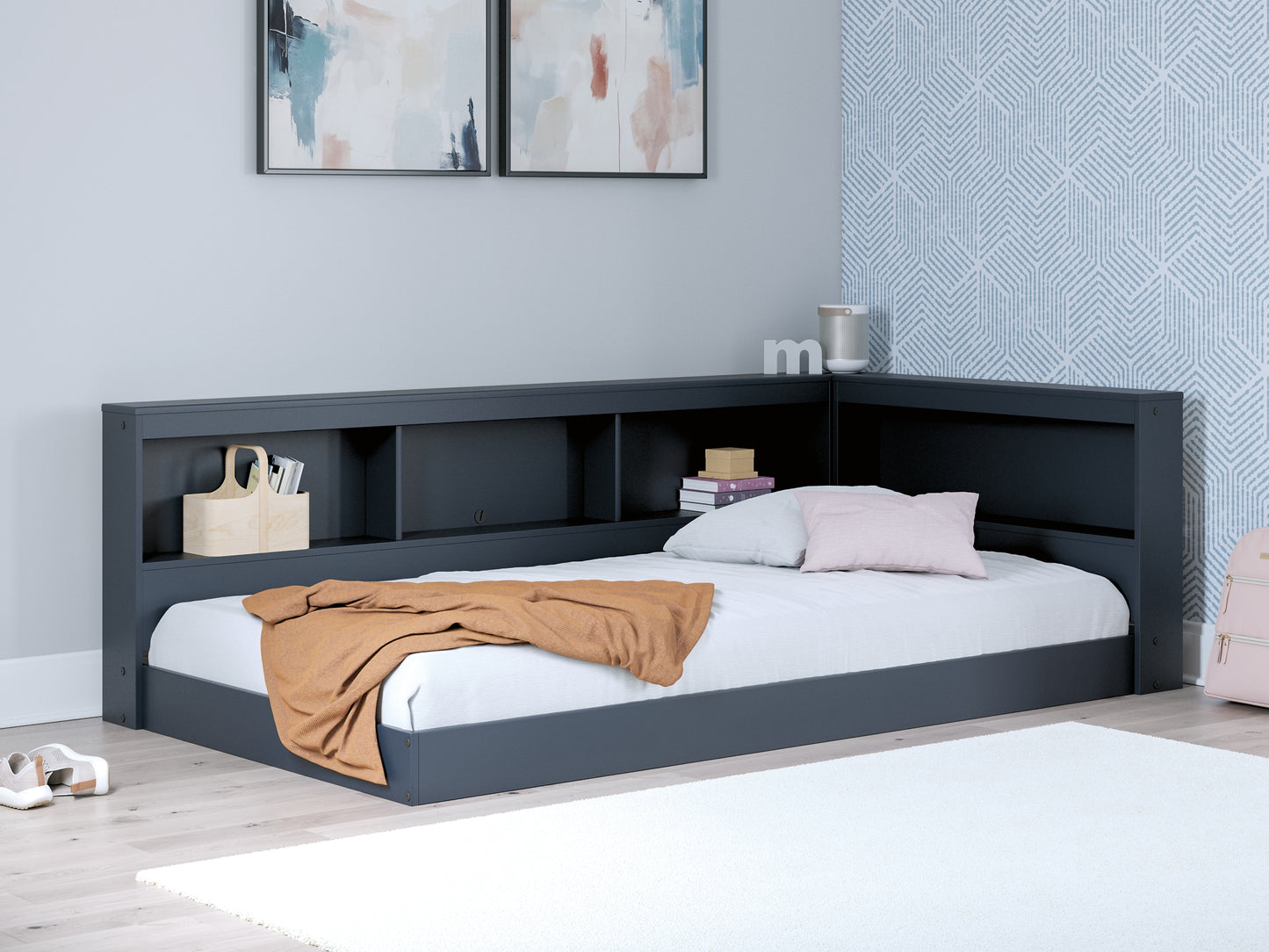 Ashley Express - Cama con almacenaje y librería Simmenfort