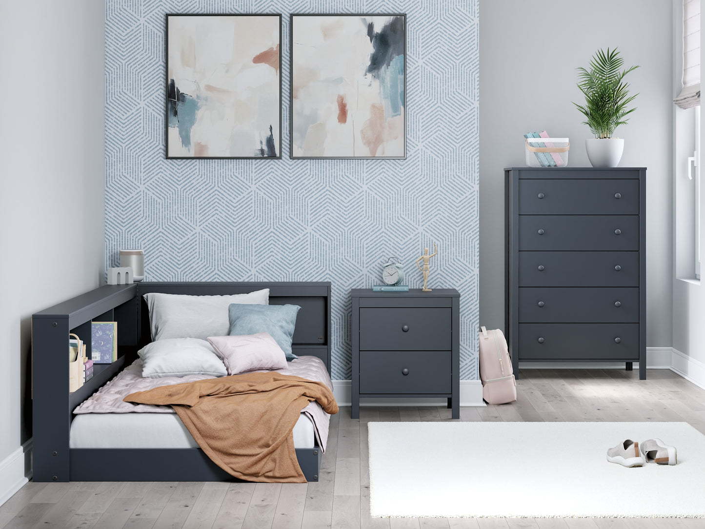 Ashley Express - Cama con almacenaje y librería Simmenfort